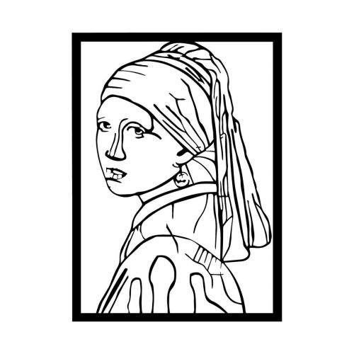 Epikasa Metal Decoration Girl with Pearl Earring - Black 53x0,15x72 cm