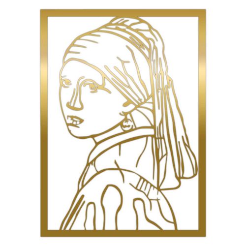 Epikasa Metal Decoration Girl with Pearl Earring 1 - Gold 53x0,15x72 cm