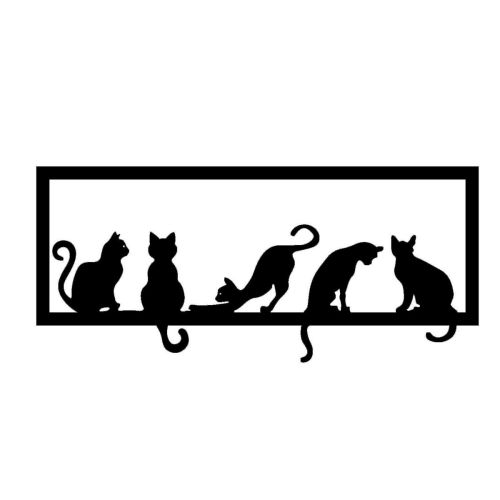 Epikasa Metal Decoration Cat 45 - Black 80x0,15x36 cm