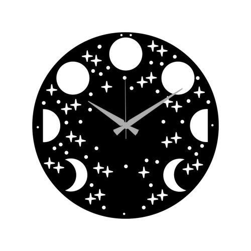 Epikasa Wall Clock Moon Phases - Black 50x0,15x50 cm