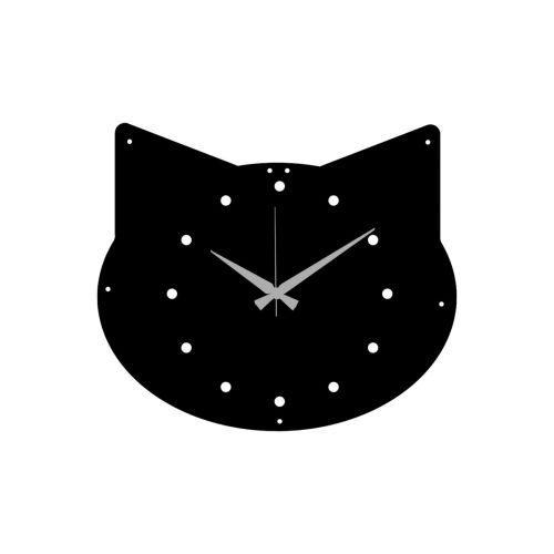 EPIKASA Orologio da Parete Gatto - Nero 52x0,15x44 cm