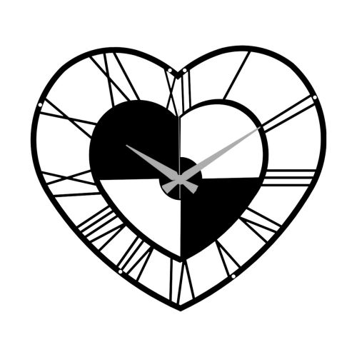 Epikasa Wall Clock Heart - Black 50x0,15x45 cm