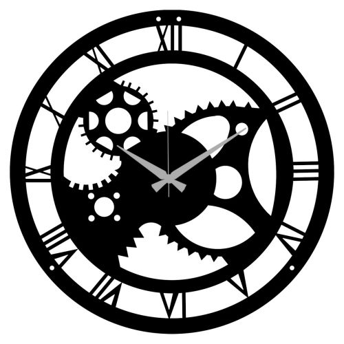 Epikasa Wall Clock Gears - Black 40x0,15x40 cm