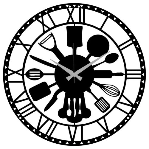 Epikasa Wall Clock Kitchen - Black 40x0,15x40 cm