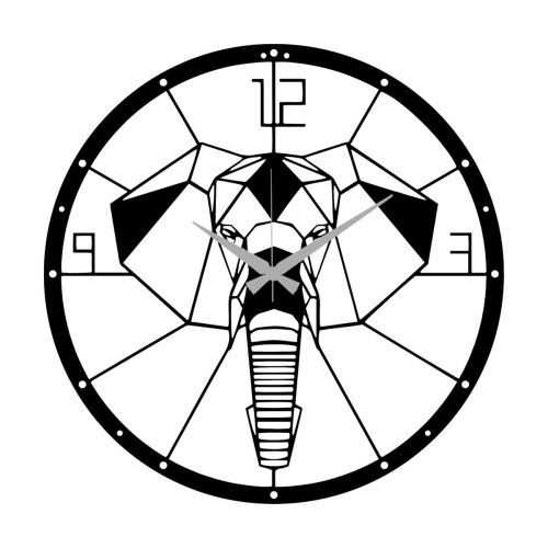 Epikasa Wall Clock Elephant - Black 50x0,15x50 cm