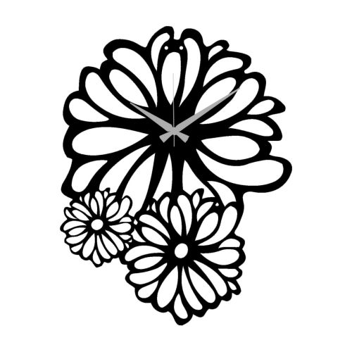 Epikasa Wall Clock Flower 1 - Black 39x0,15x50 cm