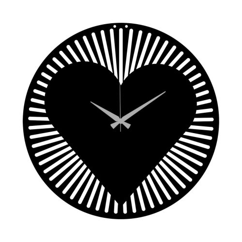 Epikasa Wall Clock Heart 1 - Black 42x0,15x42 cm