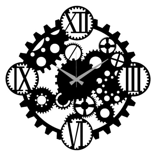 Epikasa Wall Clock Gears 4 - Black 50x0,15x50 cm