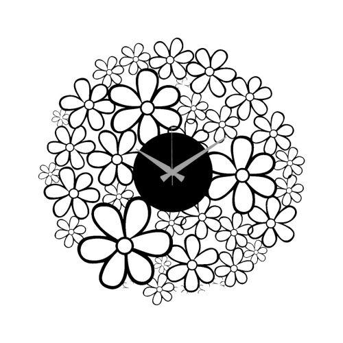 Epikasa Wall Clock Flowers - Black 50x0,15x51 cm