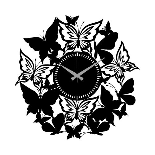 Epikasa Wall Clock Butterflies - Black 50x0,15x50 cm