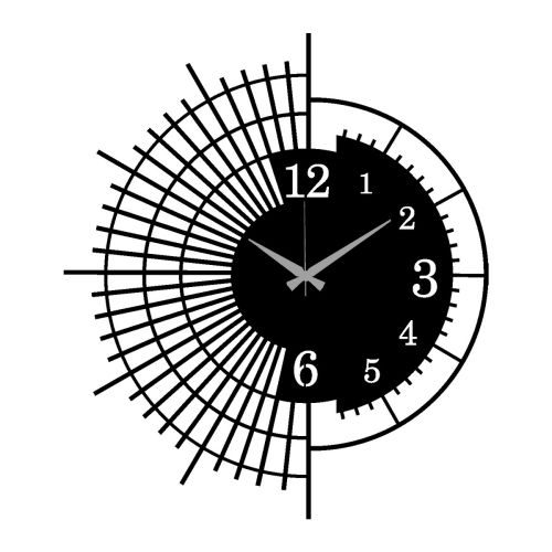 Epikasa Wall Clock Geometric 64 - Black 44x0,15x50 cm