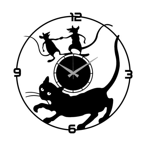 Epikasa Wall Clock Cats 1 - Black 45x0,15x46 cm