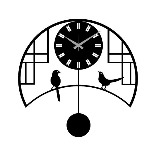 Epikasa Wall Clock Birds - Black 51x0,15x50 cm