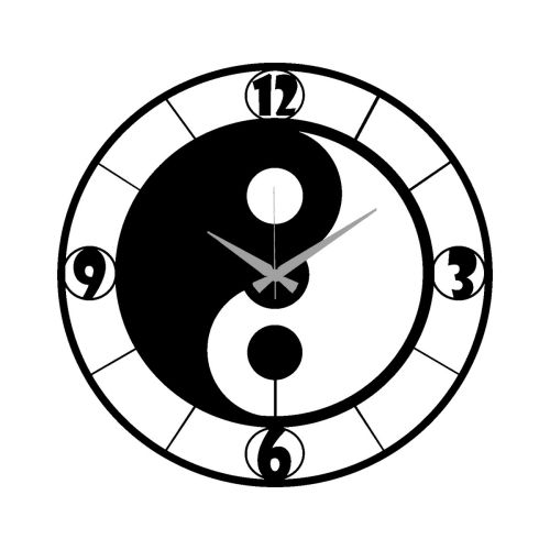 Epikasa Wall Clock Ying Yang - Black 50x0,15x49 cm