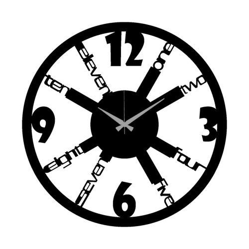 Epikasa Wall Clock Numbers 44 - Black 50x0,15x50 cm