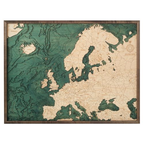 CUTTING BROTHERS 3D Map with Frame Europe L - Multicolor 81x6x61 cm