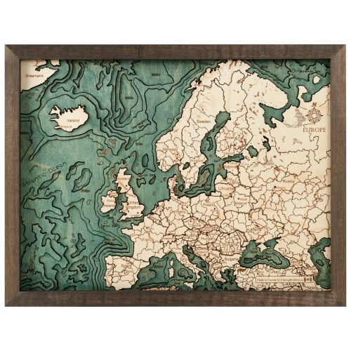 CUTTING BROTHERS 3D Map with Frame Europe S - Multicolor 41x6x31 cm