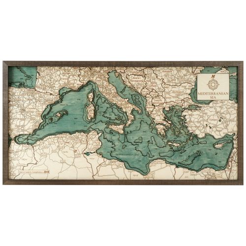 CUTTING BROTHERS Mappa 3D con Cornice Mediterraneo - Multicolore 81x6x41 cm