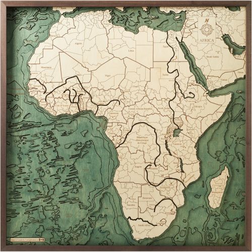 CUTTING BROTHERS 3D Map with Frame Africa - Multicolor 76x6x76 cm