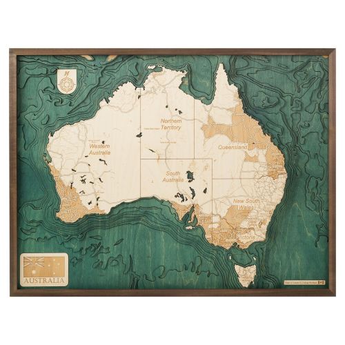 CUTTING BROTHERS 3D Map with Frame Australia - Multicolor 81x6x61 cm