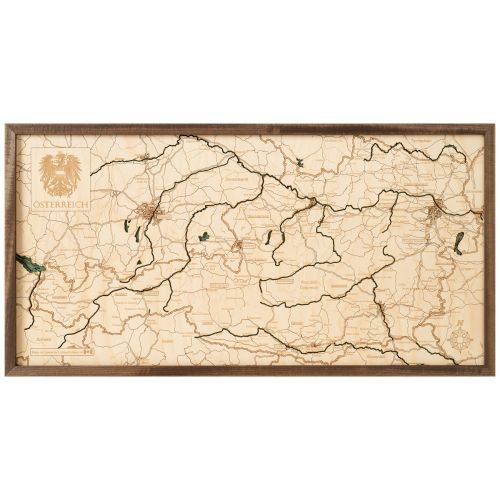 CUTTING BROTHERS 3D Map with Frame Austria L - Multicolor 81x6x41 cm