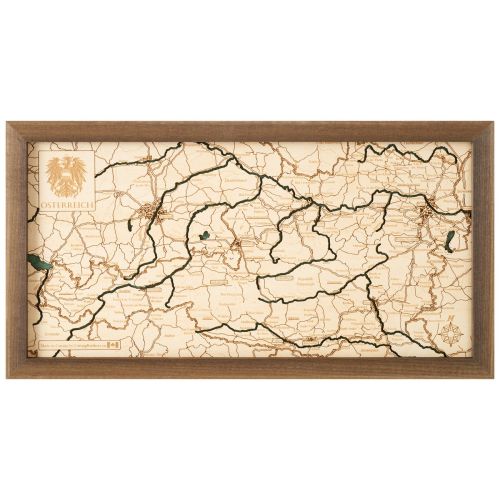 CUTTING BROTHERS 3D Map with Frame Austria S - Multicolor 41x6x20 cm