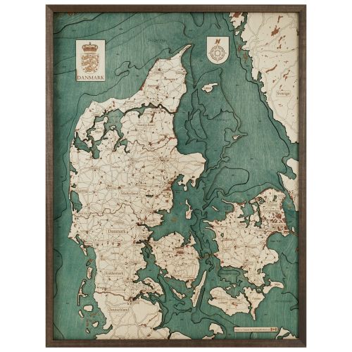 CUTTING BROTHERS 3D Map with Frame Denmark L - Multicolor 61x6x81 cm