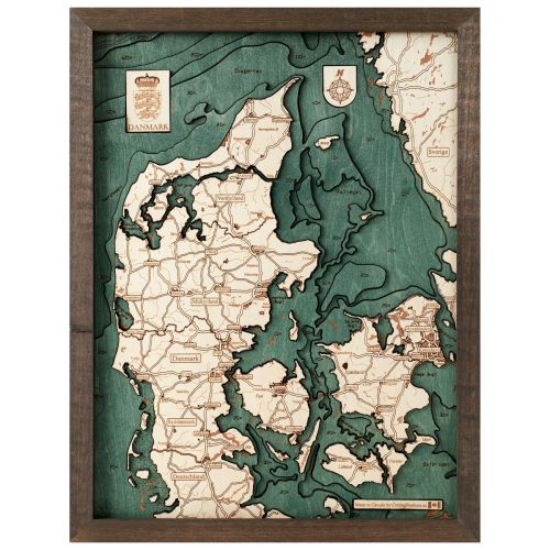 CUTTING BROTHERS 3D Map with Frame Denmark S - Multicolor 41x6x31 cm