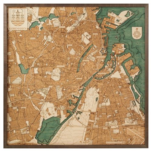 CUTTING BROTHERS 3D Map with Frame Copenhagen L - Multicolor 76x6x76 cm