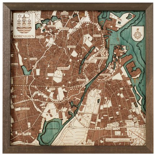 CUTTING BROTHERS 3D Map with Frame Copenhagen S - Multicolor 35x6x35 cm