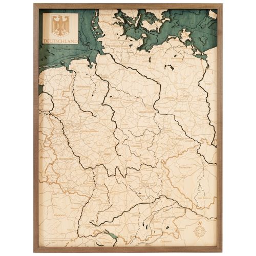 CUTTING BROTHERS 3D Map with Frame Germany - Multicolor 61x6x81 cm