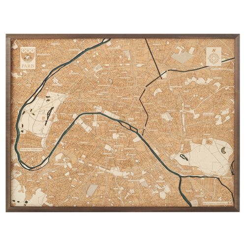 CUTTING BROTHERS Mappa 3D con Cornice Parigi - Multicolore 81x6x61 cm