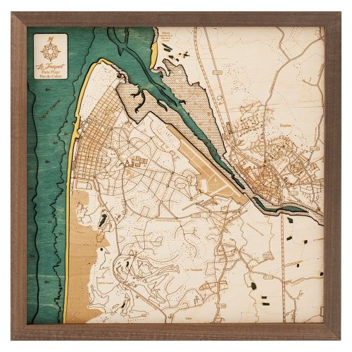 CUTTING BROTHERS 3D Map with Frame Le Touquet S - Multicolor 35x6x35 cm