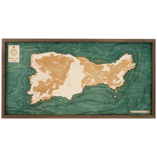 CUTTING BROTHERS 3D Map with Frame Capri L - Multicolor 81x6x41 cm