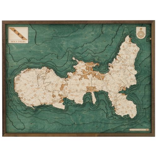 CUTTING BROTHERS 3D Map with Frame Elba Island L - Multicolor 81x6x61 cm