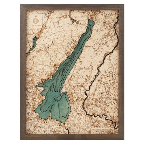 CUTTING BROTHERS 3D Map with Frame Lake Garda S - Multicolor 31x6x41 cm