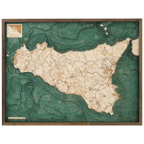 CUTTING BROTHERS 3D Map with Frame Sicily L - Multicolor 81x6x61 cm