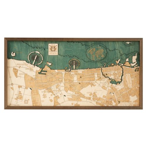 CUTTING BROTHERS 3D Map with Frame Dubai - Multicolor 81x6x41 cm