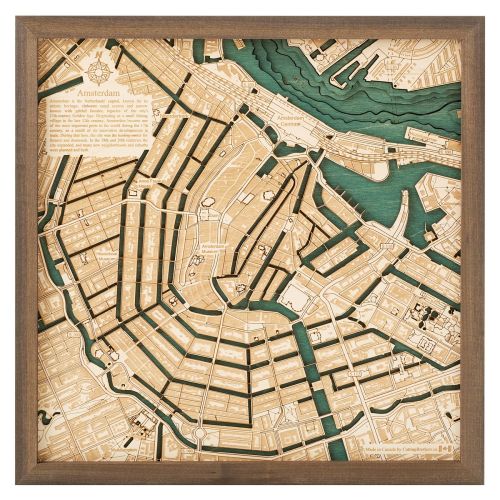 CUTTING BROTHERS 3D Map with Frame Amsterdam S - Multicolor 35x6x35 cm