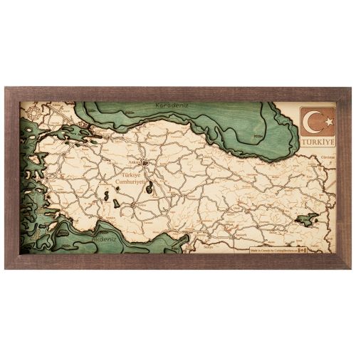 CUTTING BROTHERS 3D Map with Frame Turkey L - Multicolor 81x6x41 cm