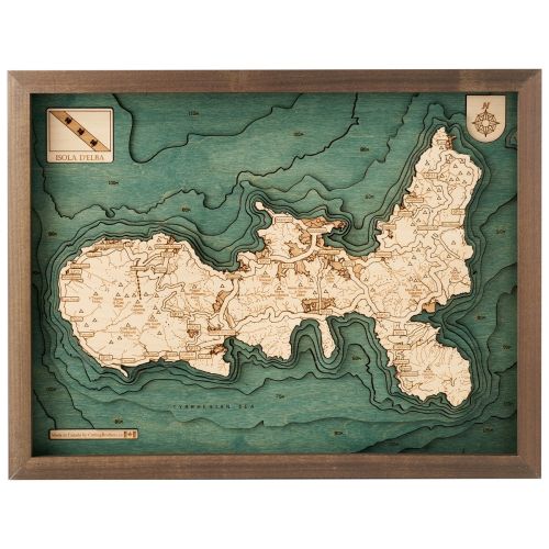 CUTTING BROTHERS 3D Map with Frame Elba Island S - Multicolor 41x6x31 cm