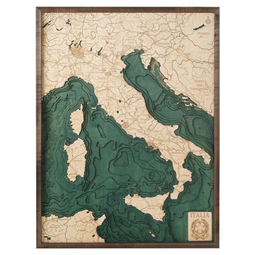 CUTTING BROTHERS 3D Map with Frame Italy L - Multicolor 61x6x81 cm