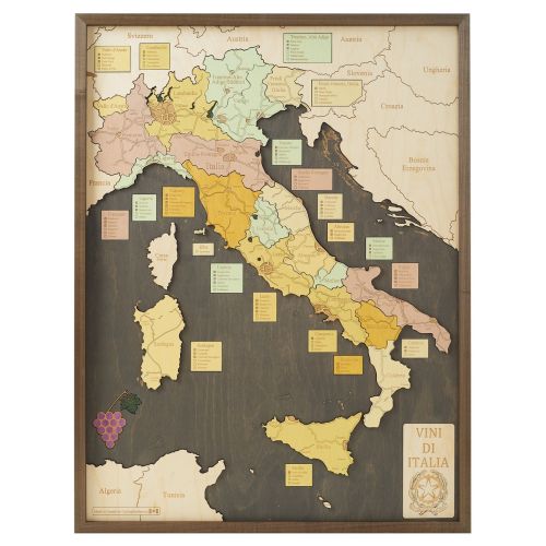 CUTTING BROTHERS 3D Map with Frame Wines of Italy - Multicolor 61x6x81 cm