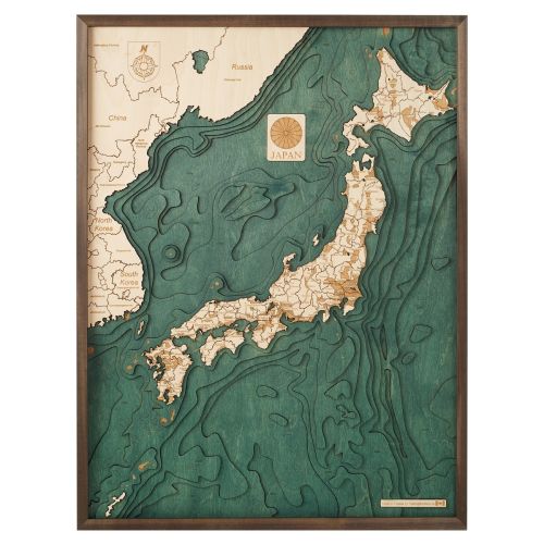 CUTTING BROTHERS 3D Map with Frame Japan - Multicolor 61x6x81 cm