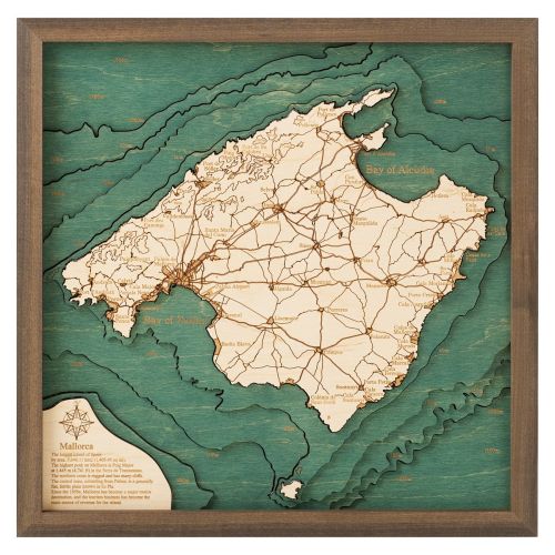 CUTTING BROTHERS 3D Map with Frame Majorca S - Multicolor 35x6x35 cm