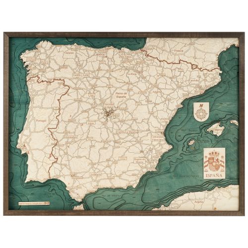 CUTTING BROTHERS 3D Map with Frame Spain - Multicolor 81x6x61 cm