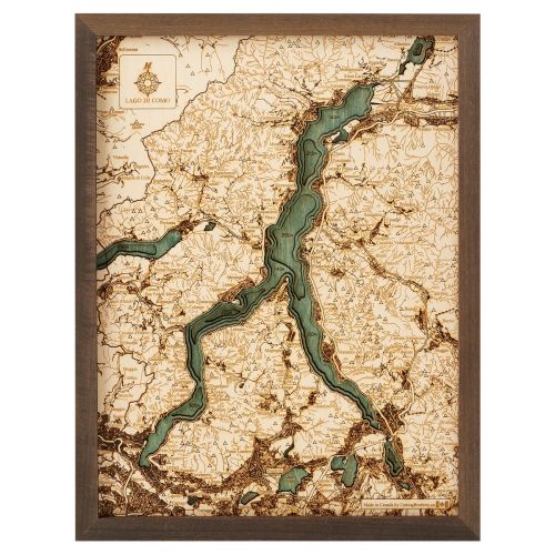 CUTTING BROTHERS 3D Map with Frame Lake Como S - Multicolor 31x6x41 cm