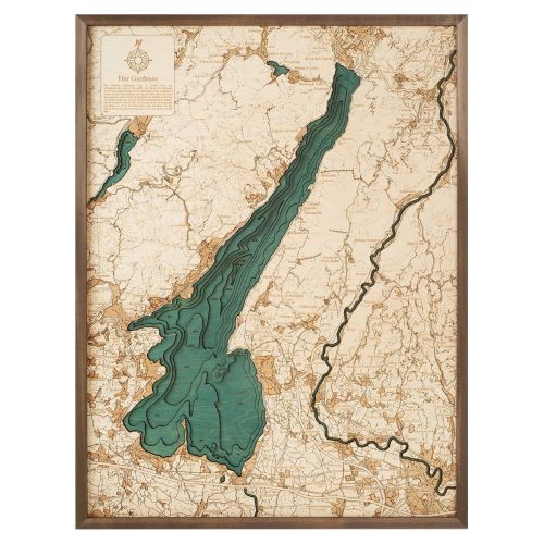 CUTTING BROTHERS 3D Map with Frame Lake Garda L - Multicolor 61x6x81 cm