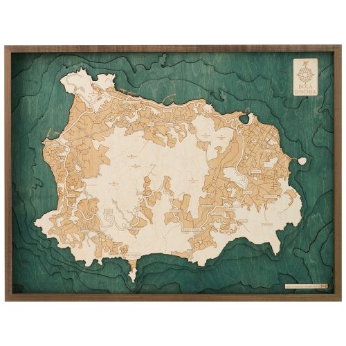 CUTTING BROTHERS 3D Map with Frame Ischia L - Multicolor 81x6x61 cm