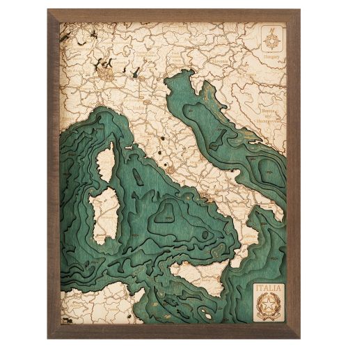 CUTTING BROTHERS 3D Map with Frame Italy S - Multicolor 31x6x41 cm